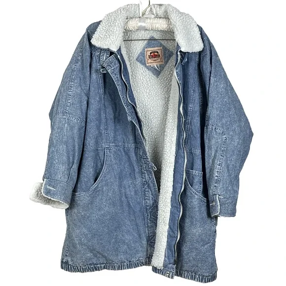 Original Blue Greek Jean Cotton Winter Coat Men's Size 2X Medium Wash - Picture 4 of 13